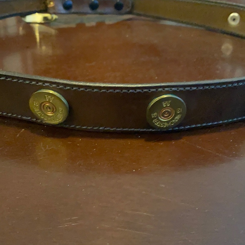 Brown Western Winchester Leather Slim Bullet Belt